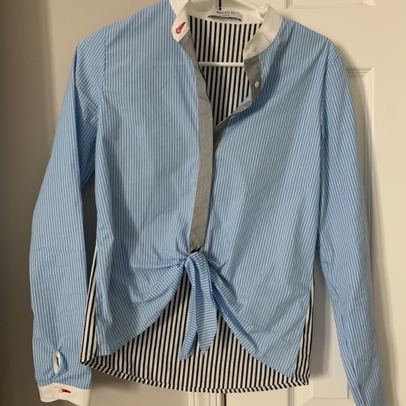 Bailey44 Tie Front Poplin Blouse - Picture 1 of 3